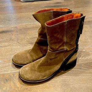 Nine West vintage America brown boots booties 6.5 baffle leather tan
